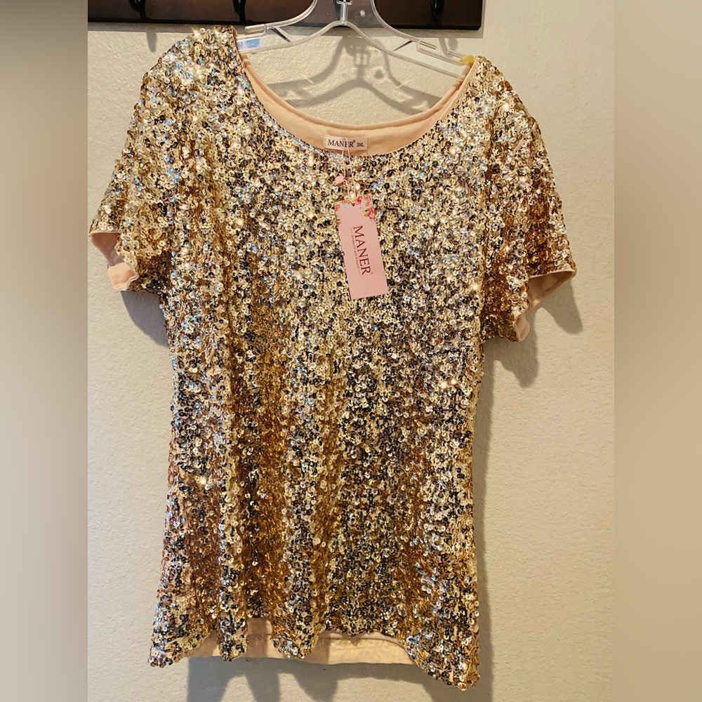 Maner Gold Sequin Women's Blouse